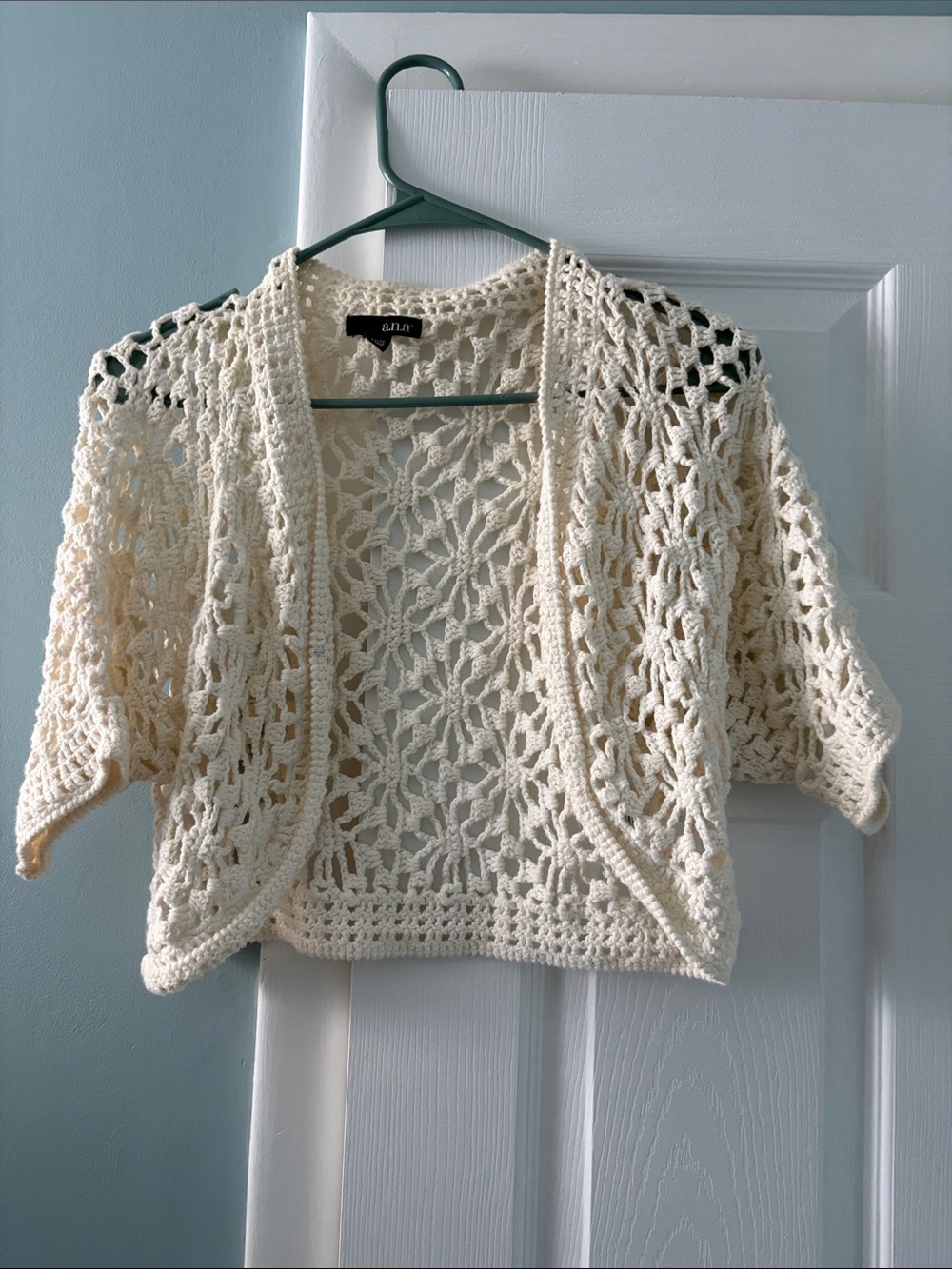 a.n.a Cream Crochet Openwork Short Cardigan